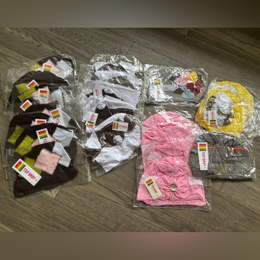 Top Baby | Colourful Assorted Baby Cotton Hats Set Mixed Sizes 21 In Total